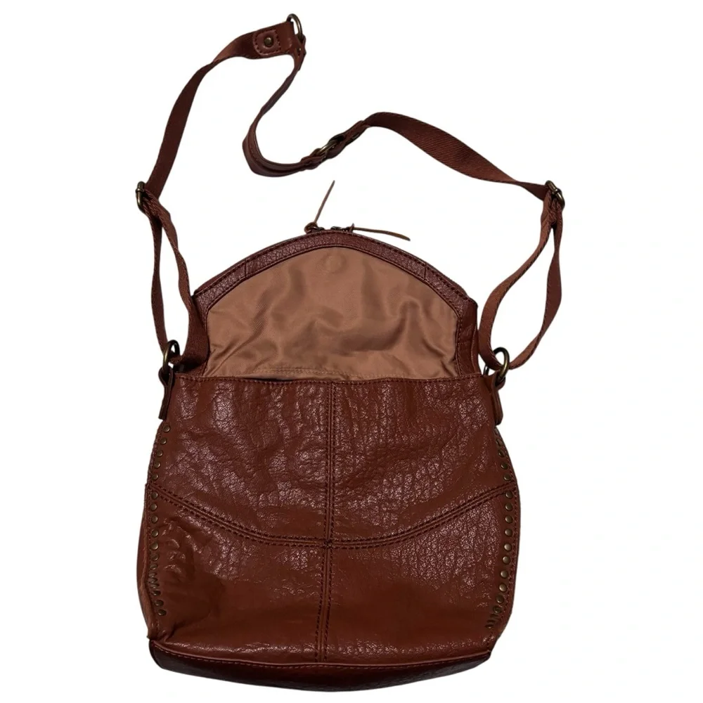 The Sak Brown Leather Crossbody Shoulder Bag Beautiful Cognac Pebbled Leather - Picture 7 of 15